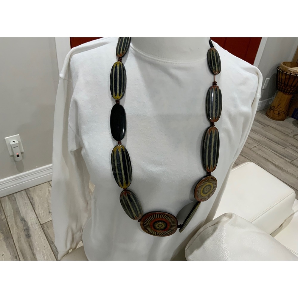 Maliparmi Statement Necklace Tribal Pattern Resin Beads Made in‎ Indonesia